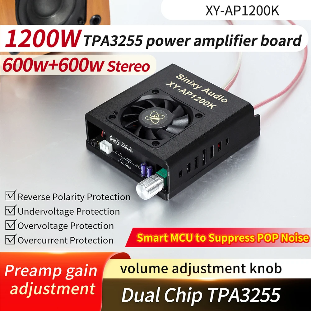 XY-AP1200K TPA3255 Amplifier Board 600W+600W Dual Channel High Power Audio Module with Pure HD Sound for Home Car HiFi Speaker