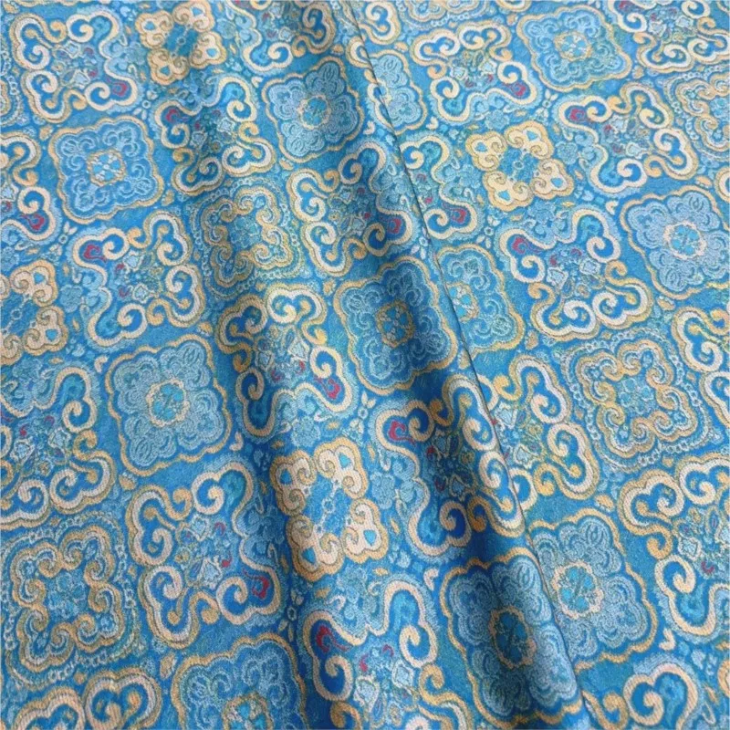 Spring and summer thin short-sleeved cheongsam skirts women's Hanfu made of polyester jacquard fabric