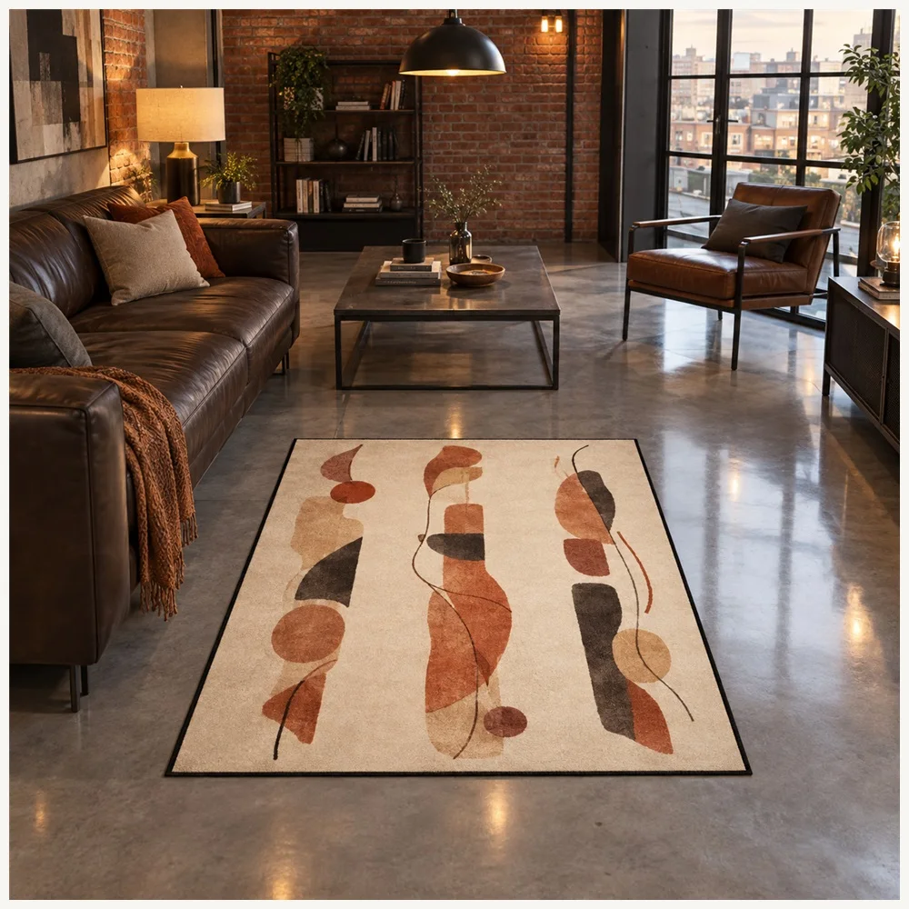 VIKAMA Abstract Wabi Sabi Door Mat, Anti Slip Machine Washable Flannel Rug, Modern Abstract Floor Mat for Landing, Pantry