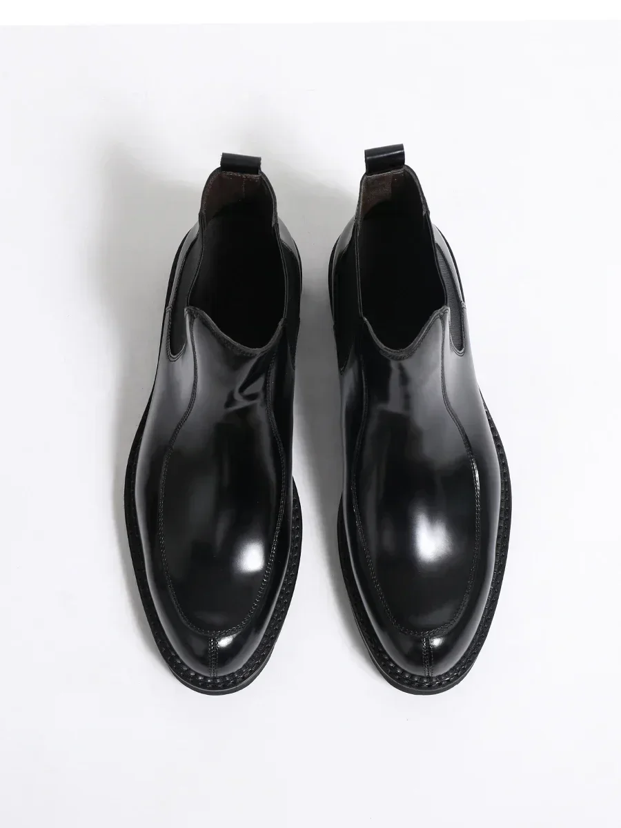 2025 New Business Casual Men's Boots Thick-soled High-top Leather Fashion Short Boots Men's Shoes