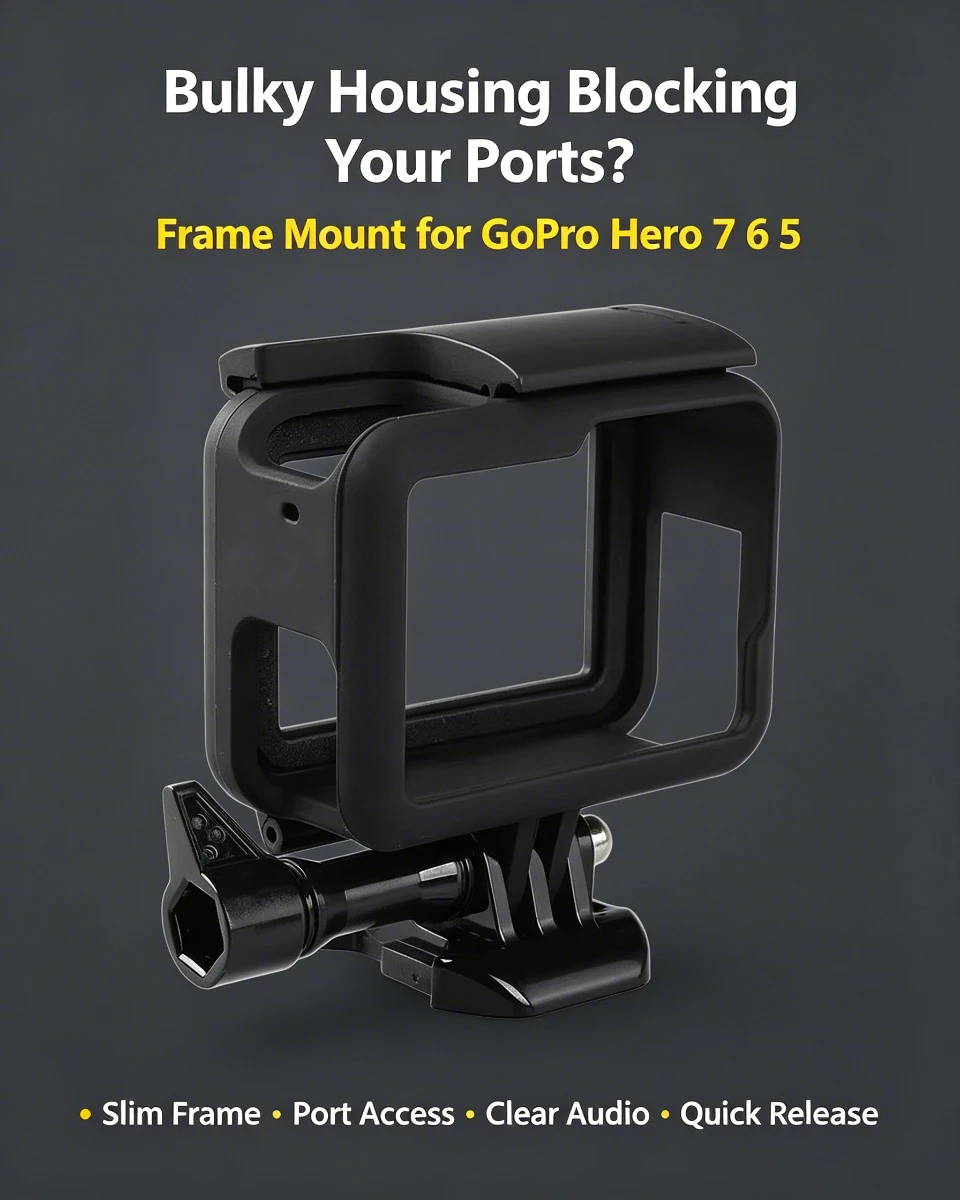 Schutzrahmenhalterung für GoPro Hero 7 6 5 Black Gehäuse, Schnellverschluss-Schnalle, Daumenschraube, Action-Kamera-Zubehör – Detail 1