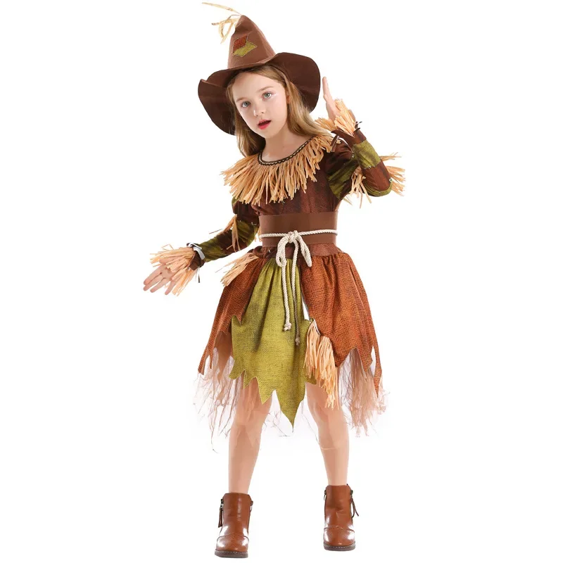 Halloween Kid Scarecrow Scary Costume Purim Boy Girl Movie Scarecrow Ghost Killer Cosplay Children's Day Performance Fancy Dress