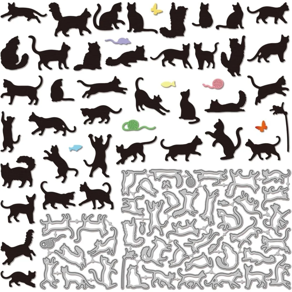 Kätzchen-Stanzformen aus Kohlenstoffstahl für DIY-Scrapbooking, Fotoalbum, dekorative Prägung, Papierkarten, Katzenform
