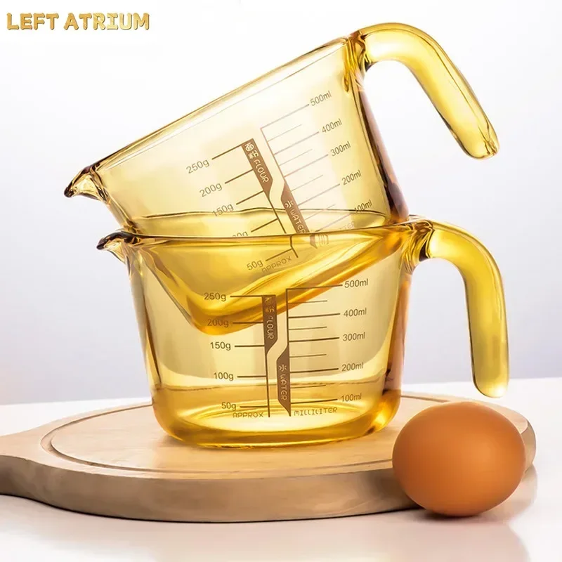 High Temperature Resistant Glass Measuring Scaled Cup, Food Grade Measuring Water Cups, Kitchen Baking Egg Beating Milk Baking