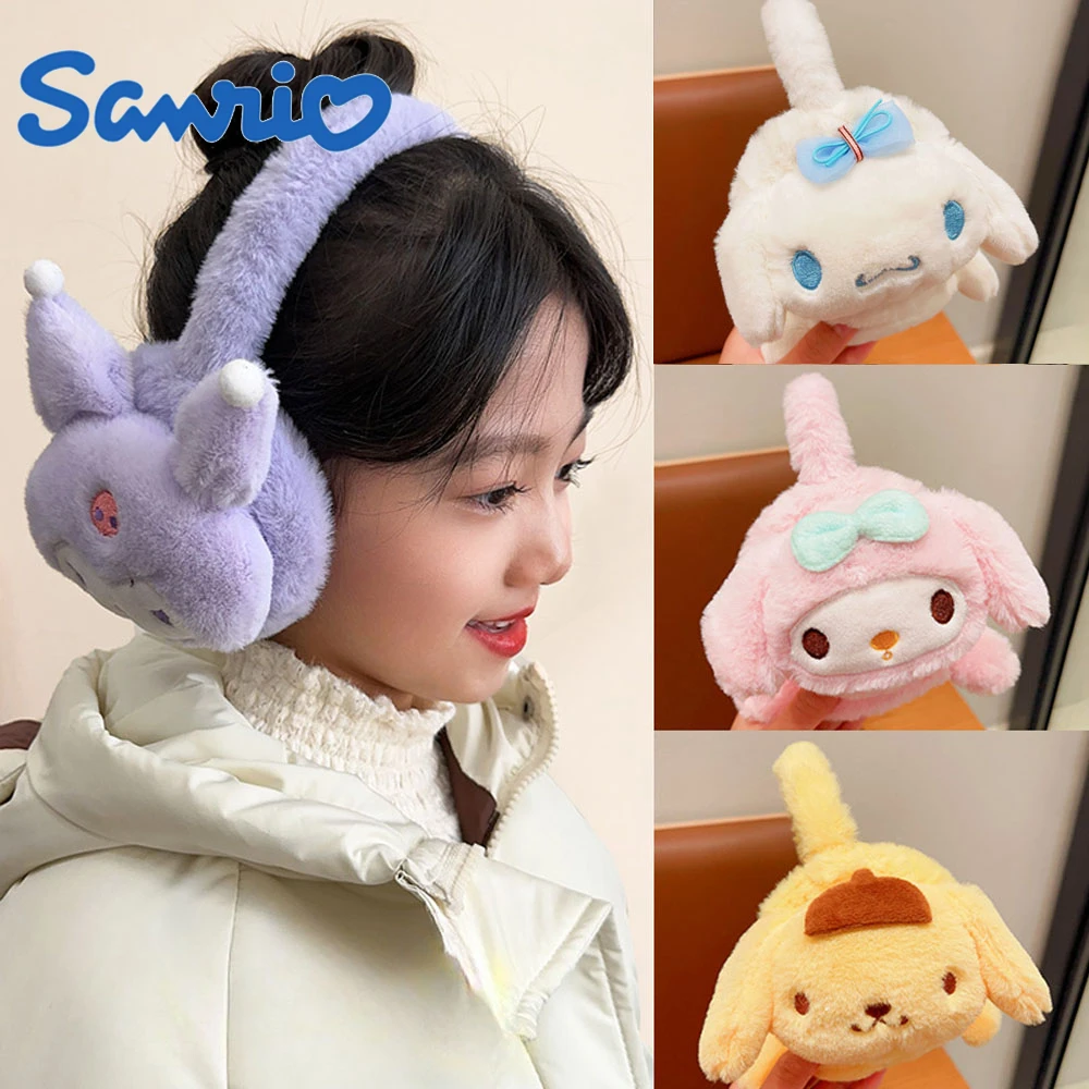 

Kawaii Kuromi Soft Plush Warmer Earmuff Cinnamoroll Melody Cute Earflap Winter Outdoor Cold Protection Ear-Muffs Ear Cover Gift