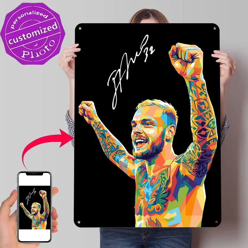 Federico Dimarco Colorful Portrait of Man 3D Texture Metal Poster Customized Wall Art Tin Sign Gift for Mancave Bar Accessories