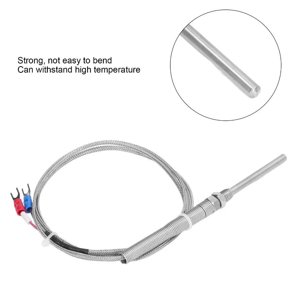 

Термопара типа K из нержавеющей стали 304 с изоляцией, датчик температуры зонда M8 5x50 мм, 0 ~ 600 ℃ Высокая термостойкость