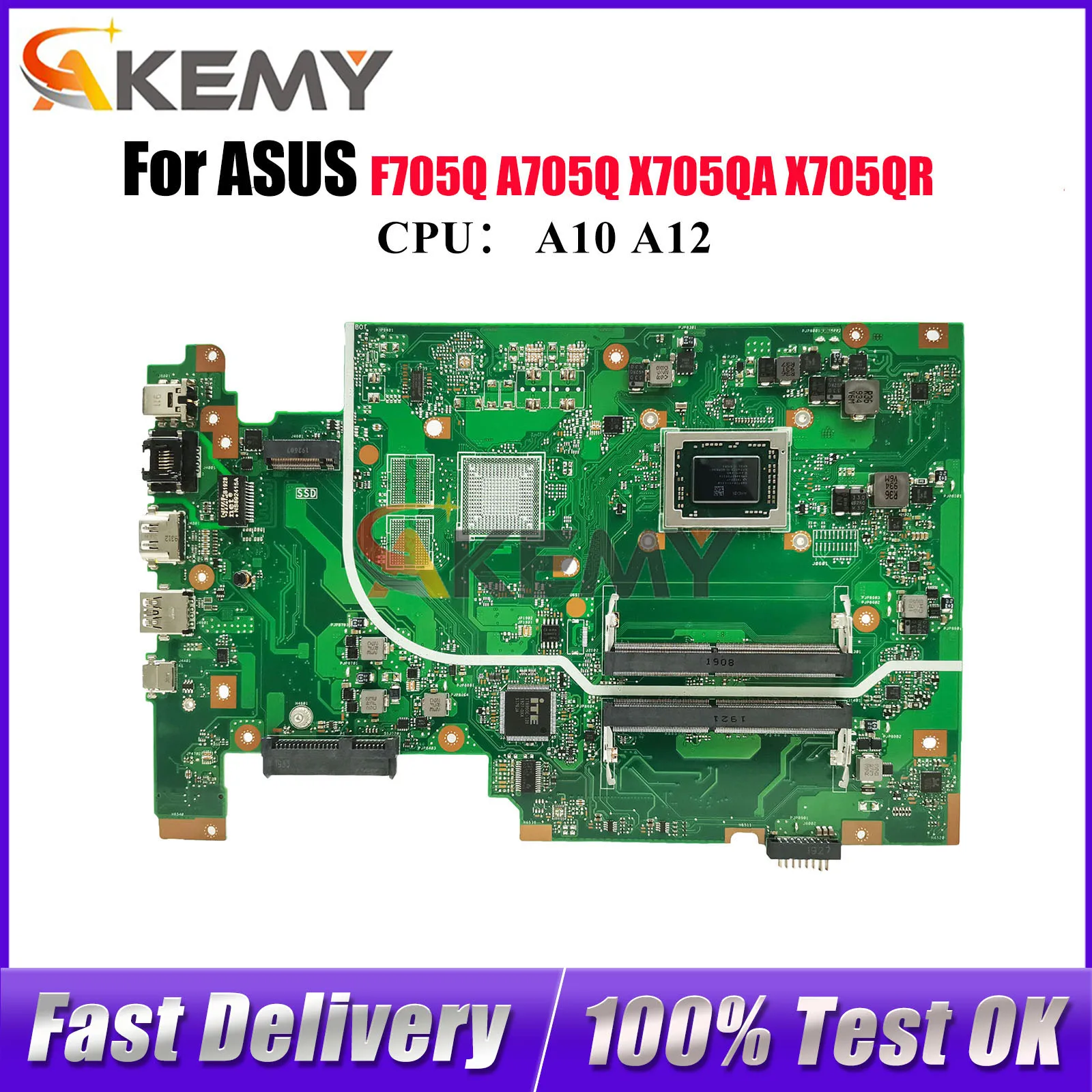 

Материнская плата для ноутбука X705QA для ASUS VivoBook X705QR A705Q X705Q F705Q X705QA с процессором A10 A12, 100% тестирование, ОК, быстрая доставка