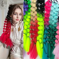 1PC Synthetic Ponytail Extension Corlorful Bubble Braid Long Lantern Braided with Hair Tie Straight Hairpieces for Women