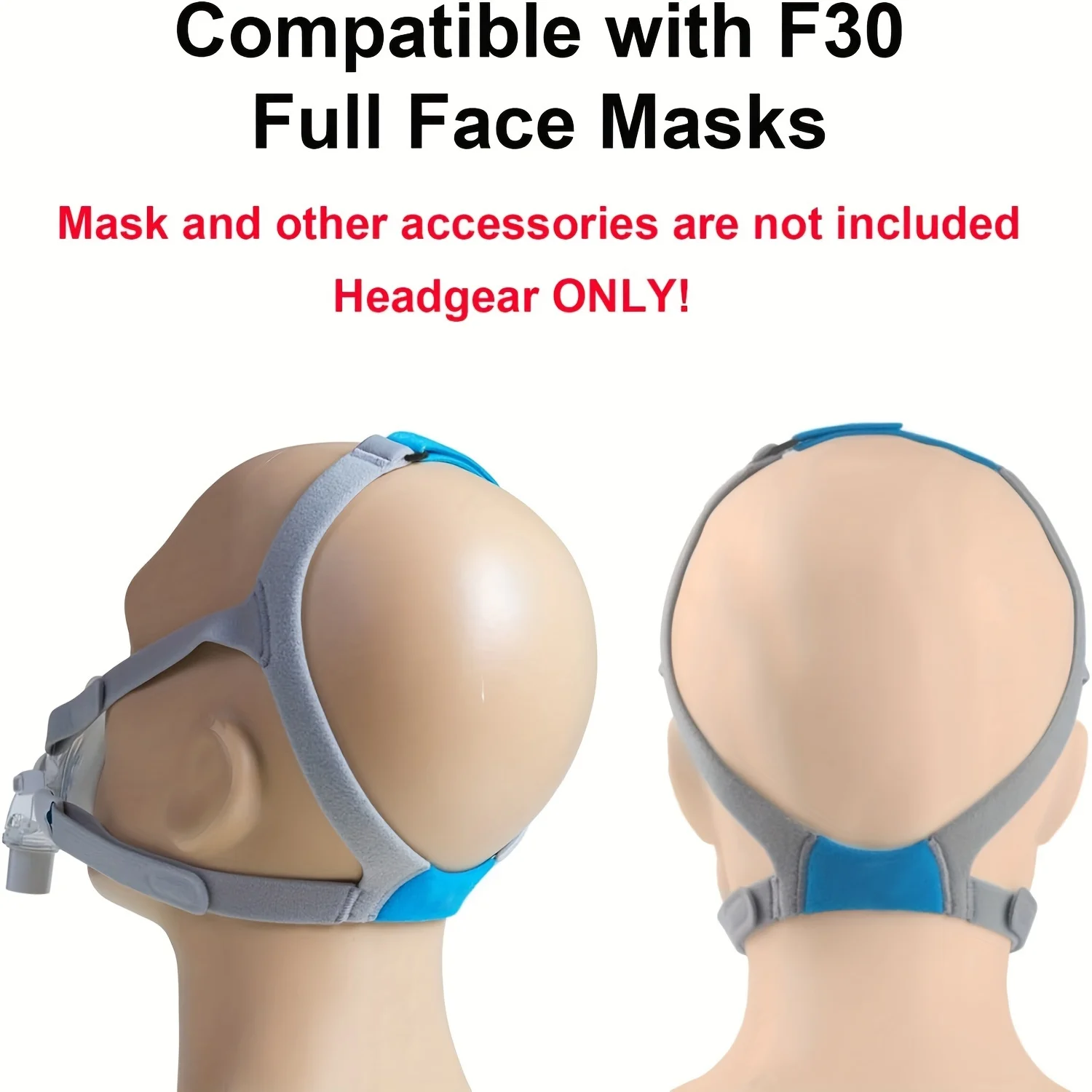 Adjustable CPAP Headgear Straps for F30 Full Face Mask - Comfortable, Breathable Fabric Replacement Headband