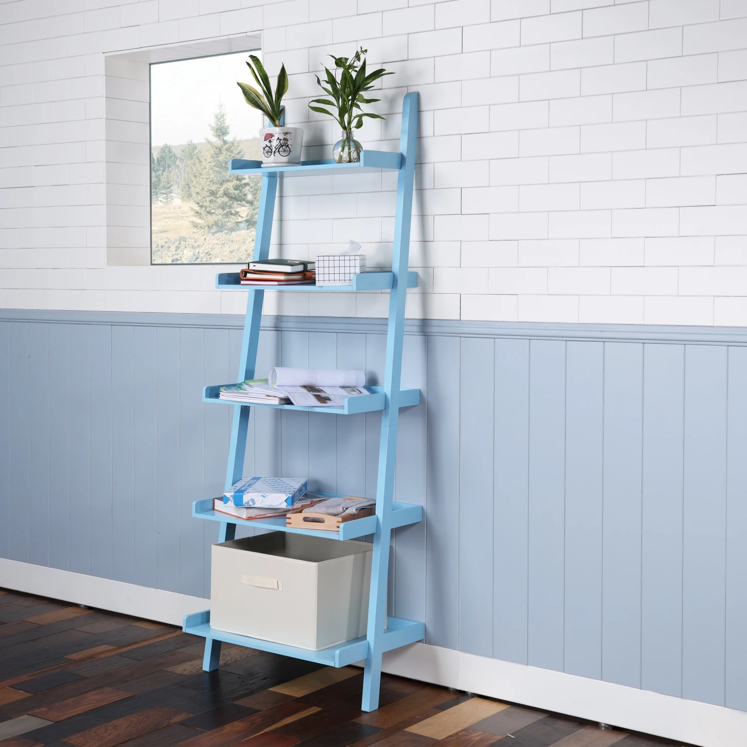 

5-Tier Ladder Shelf - Modern Storage Organizer Display Stand