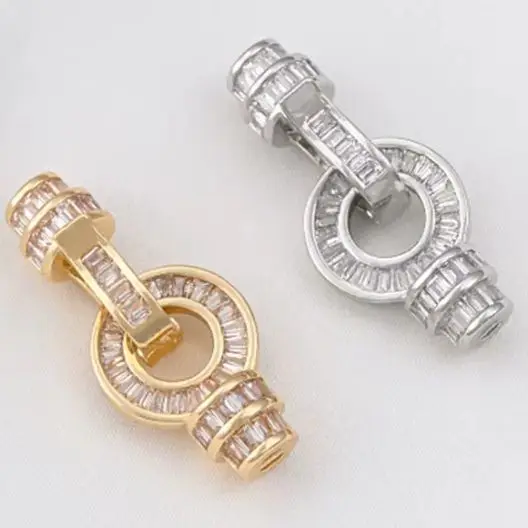 14K الذهب اللون الزركون العالمي مشبك المشبك ل عقد من اللؤلؤ وسوار ذاتي الصنع اليدوية والمجوهرات اتصال حلقة رئيس C001