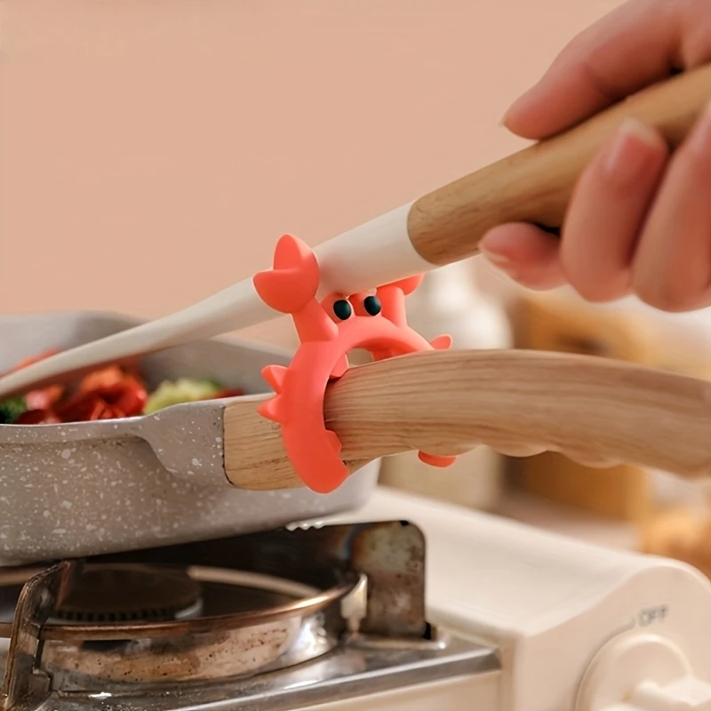 1 unidade de suporte de colher de silicone com clipe - Suporte flexível para utensílios de cozinha e fogão - Clipe multifuncional para borda de panela, acessório de cozinha durável, suporte para espátula em formato de caranguejo, suporte multifuncional para espátula de cozinha, suporte para utensílios e colheres anti-transbordamento para borda de panela, suporte de armazenamento universal.