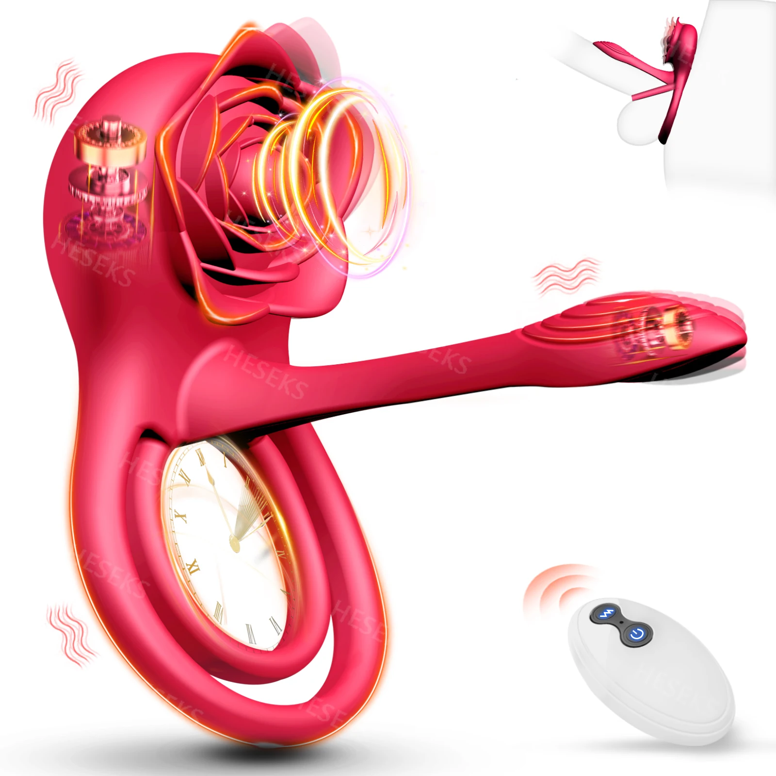 Rosa Cock Ring vibratore manicotto del pene stimolatore succhiante telecomando anello di erezione del punto G giocattolo del sesso del clitoride per