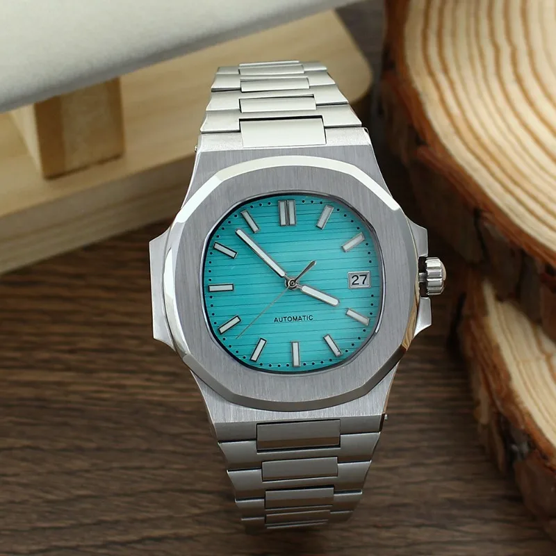 NH35ムーブメント搭載のノーチラスモデル改造時計、100メートル防水、316ステンレススチールケース、夜光文字盤付き