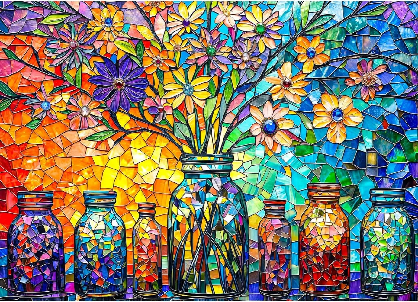 

Adult Stained Glass Flower of Life Jigsaw Puzzle 1000/500/300/120 Pieces Stress Relief Entertainment Toys Puzzles Christmas Gift