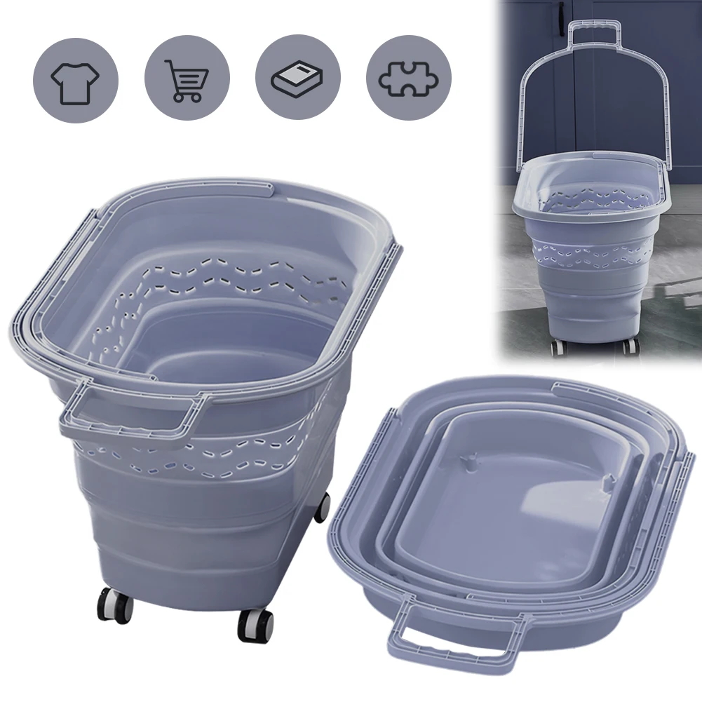 

Складная корзина для белья с ручкой, многофункциональная тележка для хранения, большая вместительная коробка для сортировки белья, тележка для экспресс-прицепа