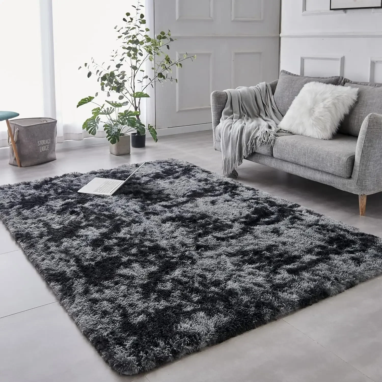 

Furniture suppliesTABAYON 8 x 10 Feet Shag Area Rugs, Ultra Soft Indoor Modern Nursery Rug, Tie-Dyed Dark Grey Plush Shaggy Thro