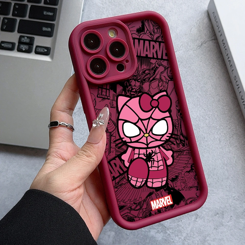 

Kitty Cos Spider-Man Phone Case for iPhone 16 15 14 Plus 13 12 Mini 11 Pro Max X Xs XR 8 7 Soft TPU Ladder Lens Protection Cover