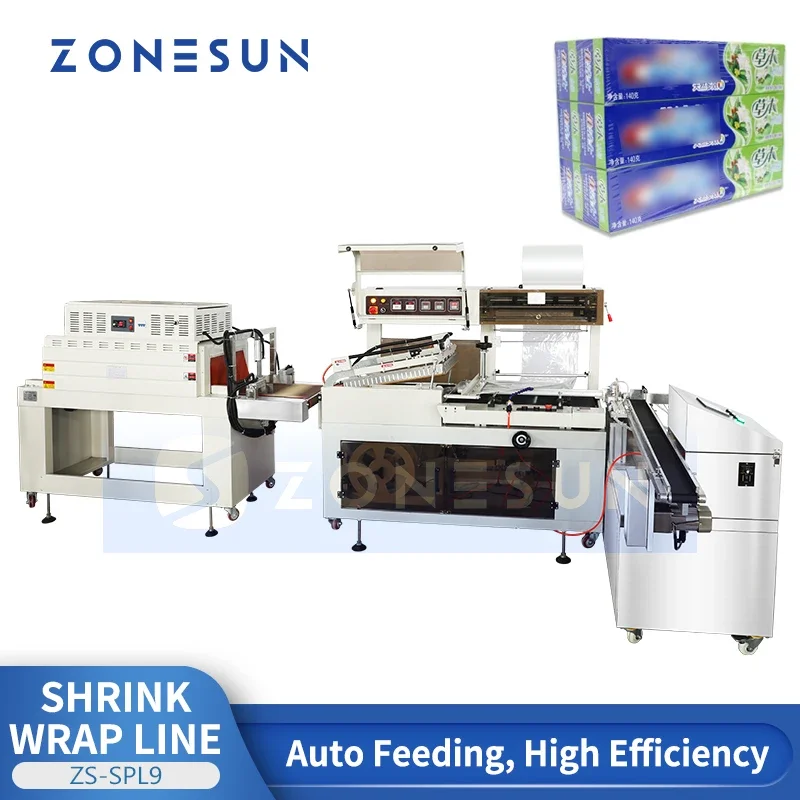 

Автоматическая линия для упаковки, запечатывания и термоусадки ZOENSUN ZS-SPL9: машина для упаковки коробок и картонных упаковок