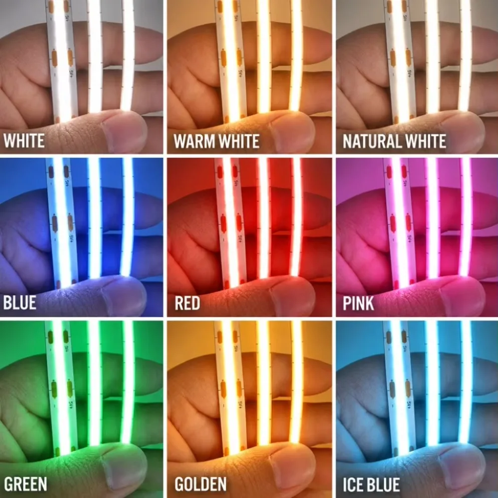 DC5V 3/5/8mm COB LED Strip 3AA Battery Powered 320/400LEDs/m Warm Natural White Flexible for Home DIY Bedroom Backlight Lighting