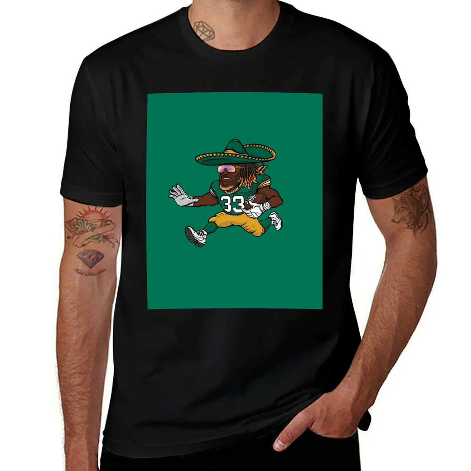 Aaron Jones Green Bay Packers Sombrero T-Shirt summer clothes funny costumes heavyweights sports fans mens designer t shirt