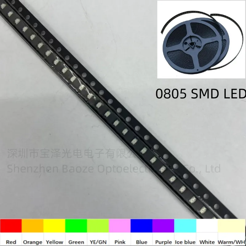 0805 SMD LED Red Yellow Green White Blue Orange Pink Ice Blue 2010 light emitting diode 100pcs/lot