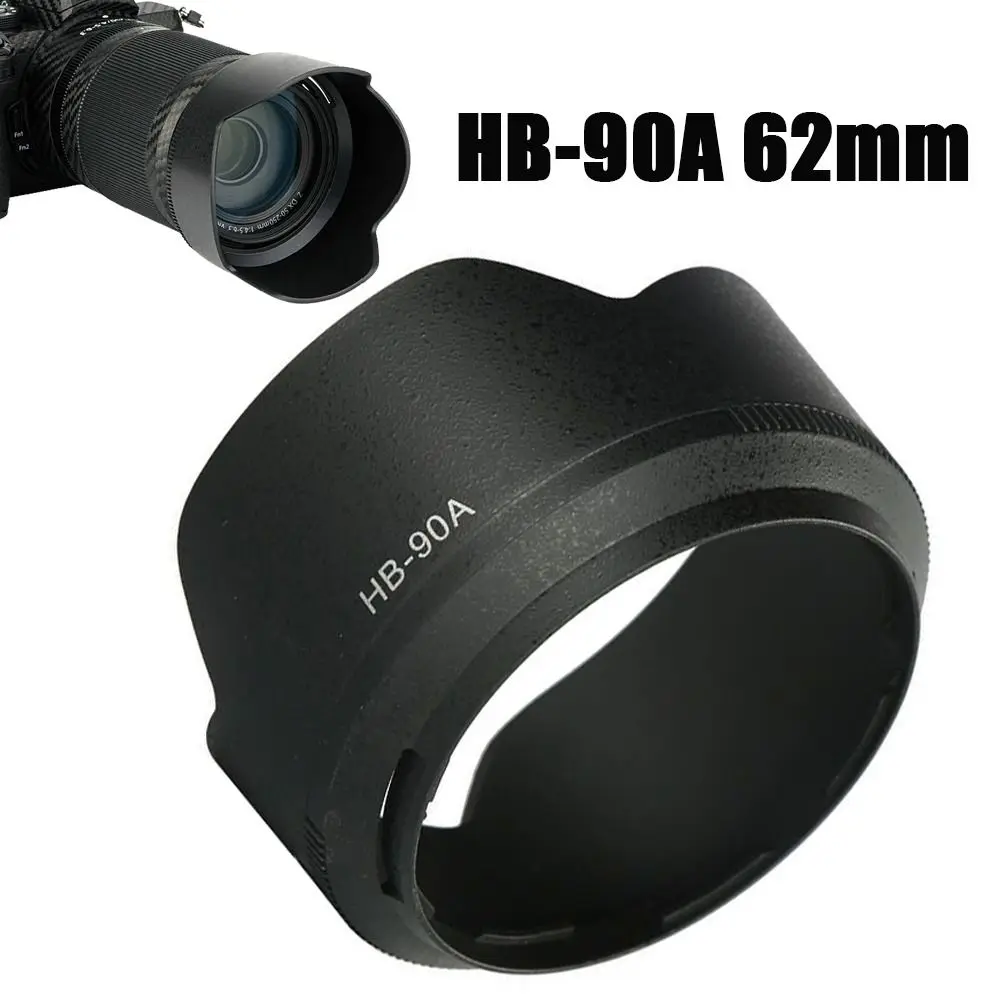 HB-90A 62mm Lens Hood ABS Black Camera Lens Sunshade Protective Shield for Nikon Z DX 50-250mm f/4.5-6.3 VR Camera Accessories