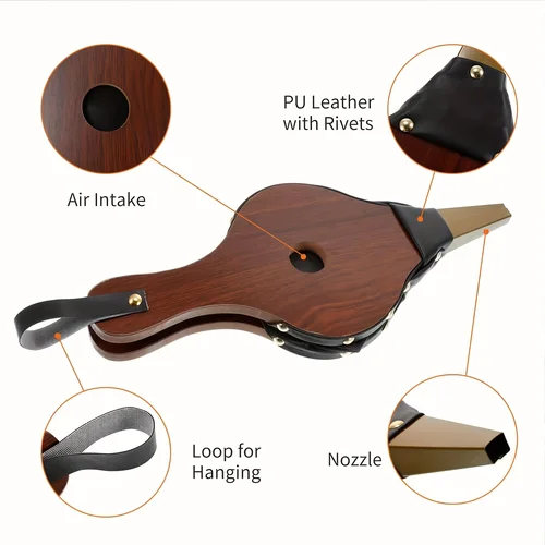 Imagen 2 del producto Fuelle de chimenea de madera hecho a mano para asar al aire libre, acampar, chimenea y barbacoa, Navidad