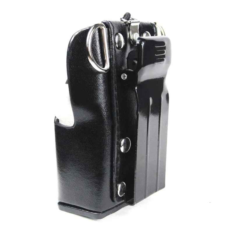 Hard Leather Case Carry Bag Holster with Belt Clip for Motorola GP328 Plus GP388 GP344 GP638+ Mag One A8 Radio Walkie Talkie