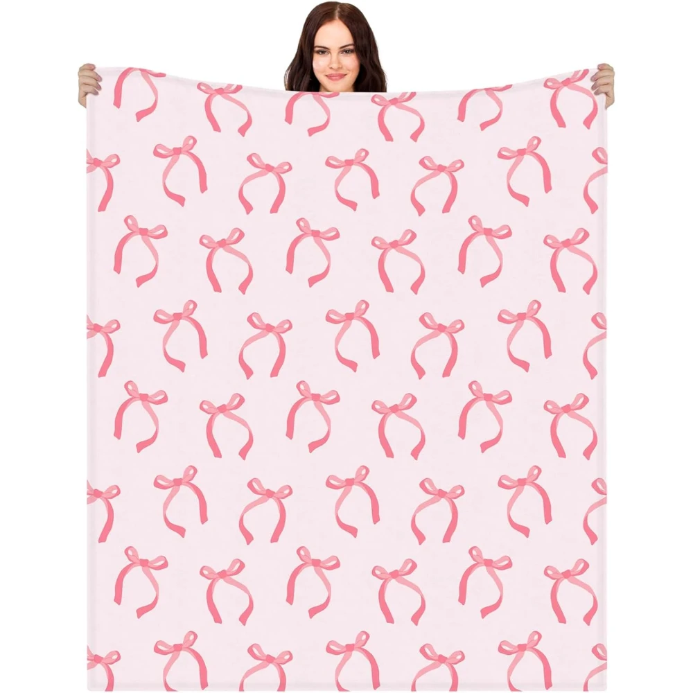 

Одеяло с розовым бантом и лентой, зимний фермерский дом, мягкие теплые одеяла для женщин, подарки друзьям, 50x60 дюймов