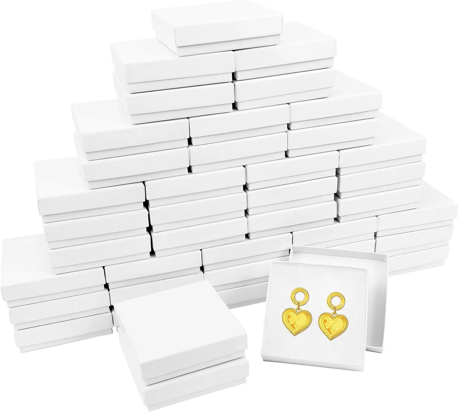 

Small Gift Boxes, 40 Pack 3.5x3.5x1 Inch Bulk Cotton Filled Small Jewelry Boxes with Lids for Necklace Ring Bracelet Ear
