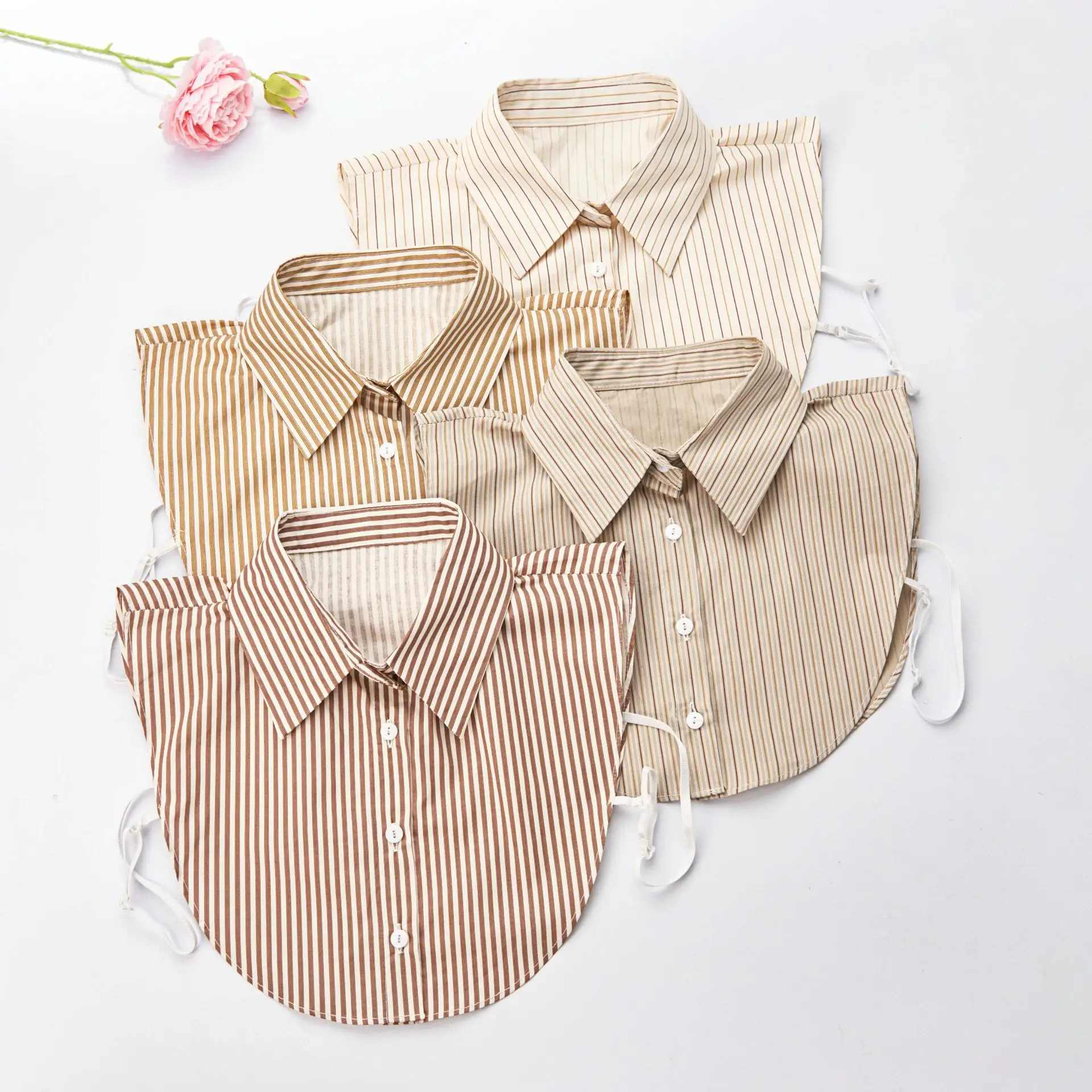 Fashion Stripe Collar Fake Collar Shirt Women Removable Decoration Blouse Detachable False Lapel Collar Tops Clothes Accessories