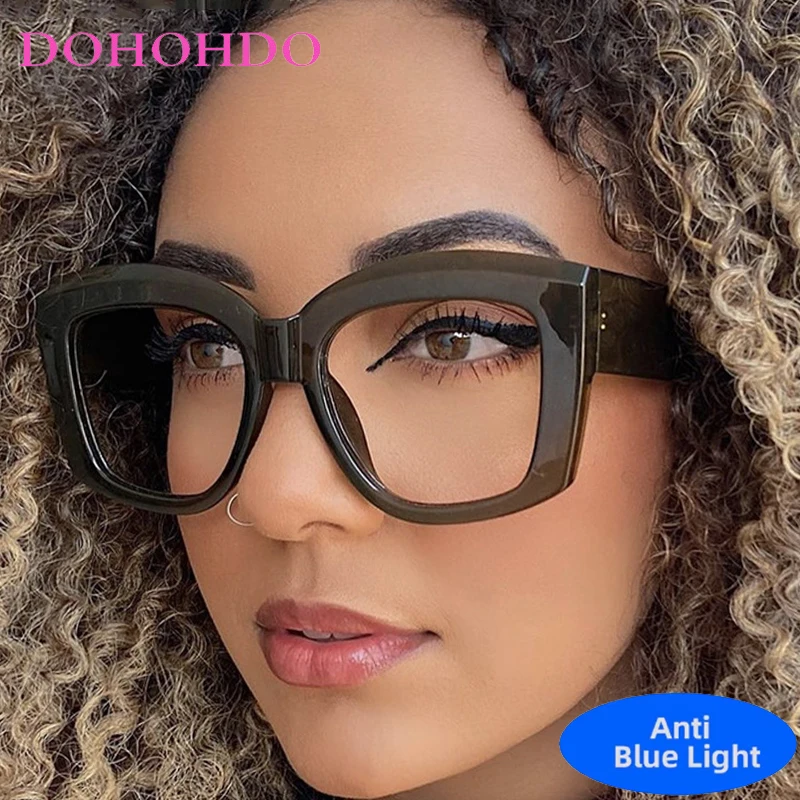 

Vintage Trendy Oversized Square Anti-Blue Light Glasses Women Men Brand Designer Computer Optical Eyewear For Office Work Очки