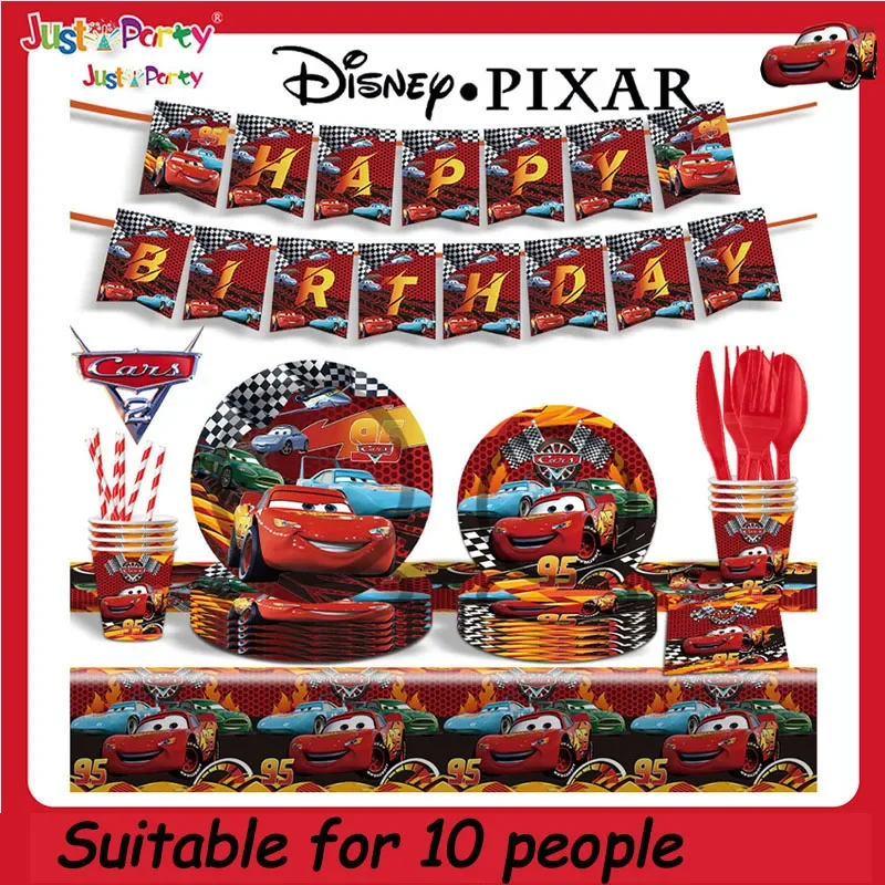 

Disney Cars Birthday Party Decorations Lightning Mcqueen Disposable Tableware Banner Balloon Kid Baby Shower Race Party Supplies