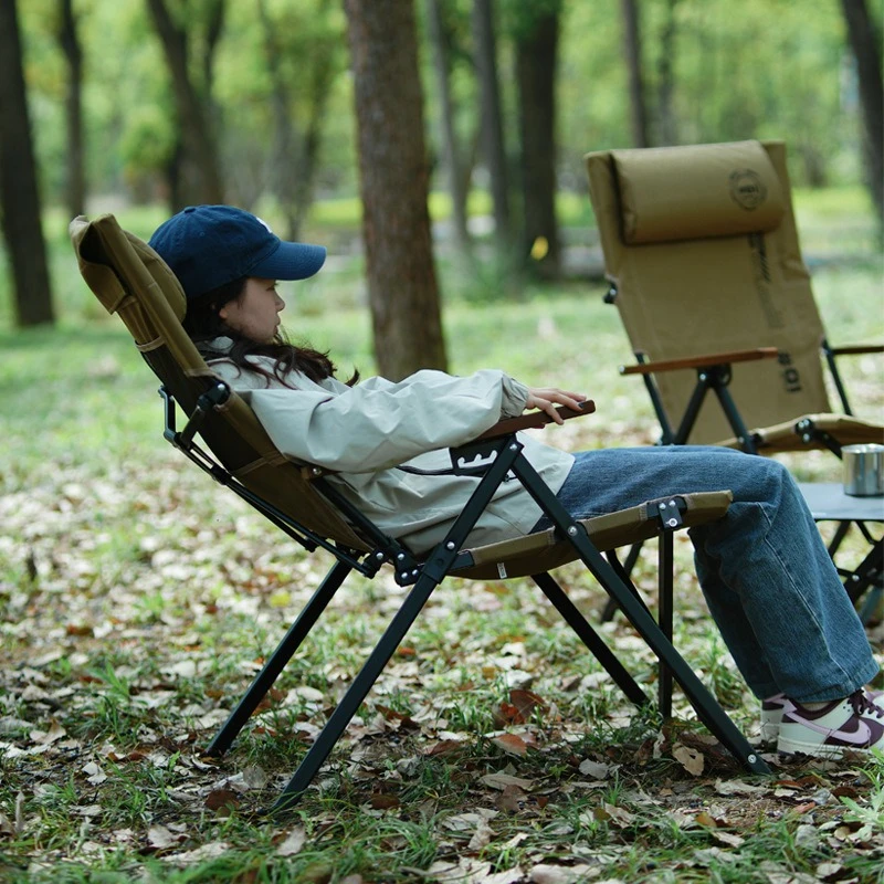 

Portable Leisure Folding Chair Outdoor Adjustable Sturdy Durable Double-layered Camping Chair Comfortable Camping Equipment
