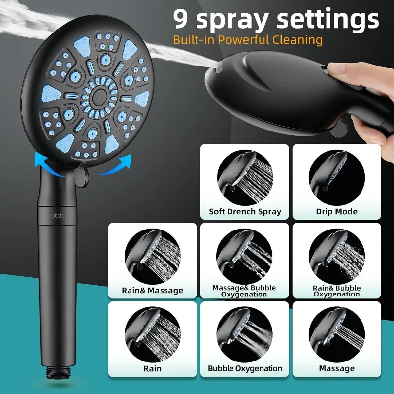 12 Inch All Metal 3-Way Rain Shower Head, High Pressure Shower Head, Dual Shower Heads with Handheld Spray Combo - Upgrade