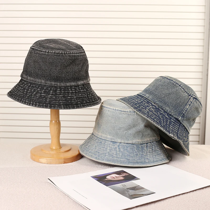 봄/여름 야외 여행을위한 새로운 유행 조절 가능한 데님 모자 태양 보호 UV 보호 남여