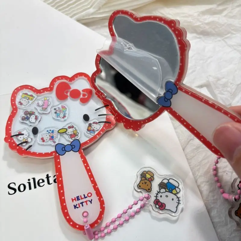 

Kt Cute Cat Shake Shake Mirror Acrylic Portable Makeup Mirror Vintage Style Creative Diy Handheld Mirror Toy Gifts