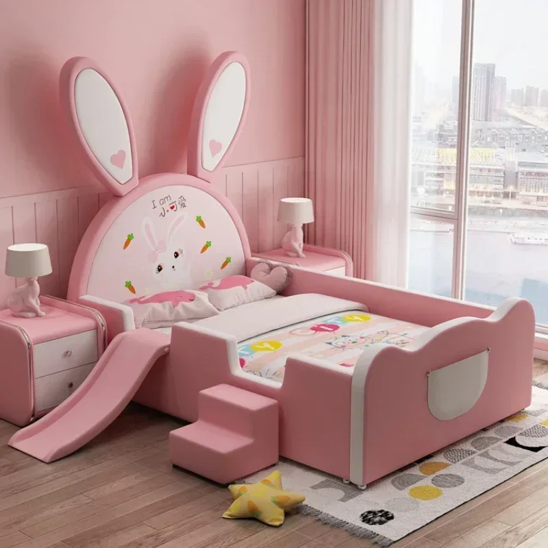 

Aesthetic Cute Girl Bed Bases Frames Kids Modern Queen Wood Princess Children Bed Space Saving Room Furniture