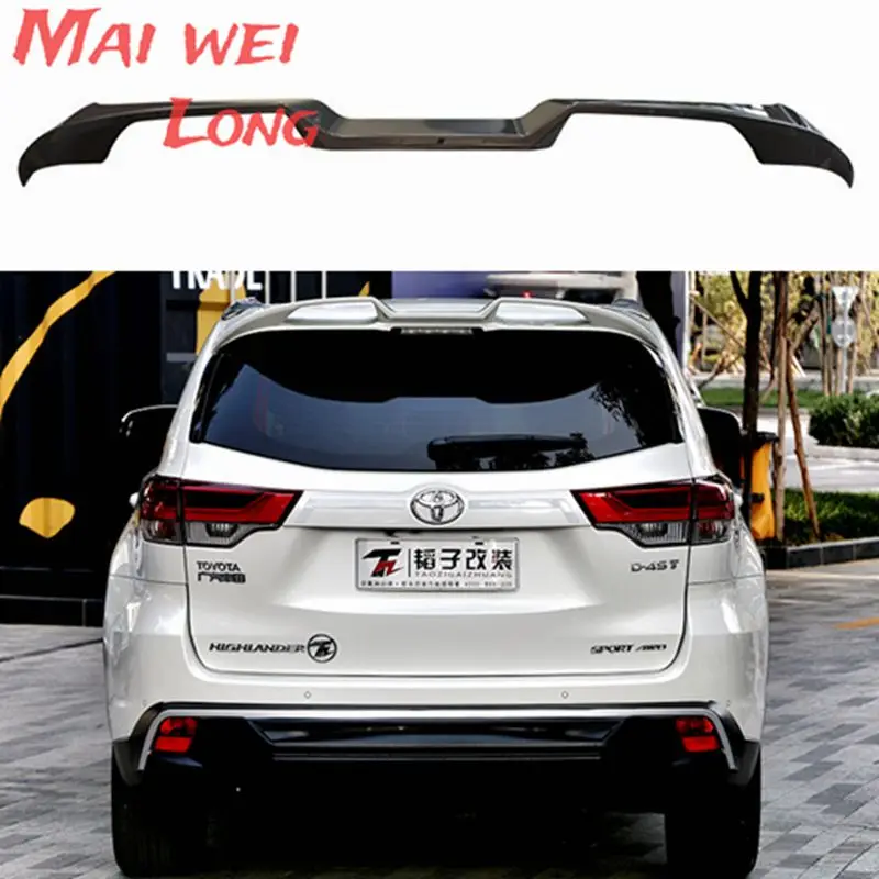 FOR Toyota Highlander Roof Spoiler Wing CAR Trunk ABS Material Tail Fin Glossy Black White Accessories Refit 3D Style 2015-2019