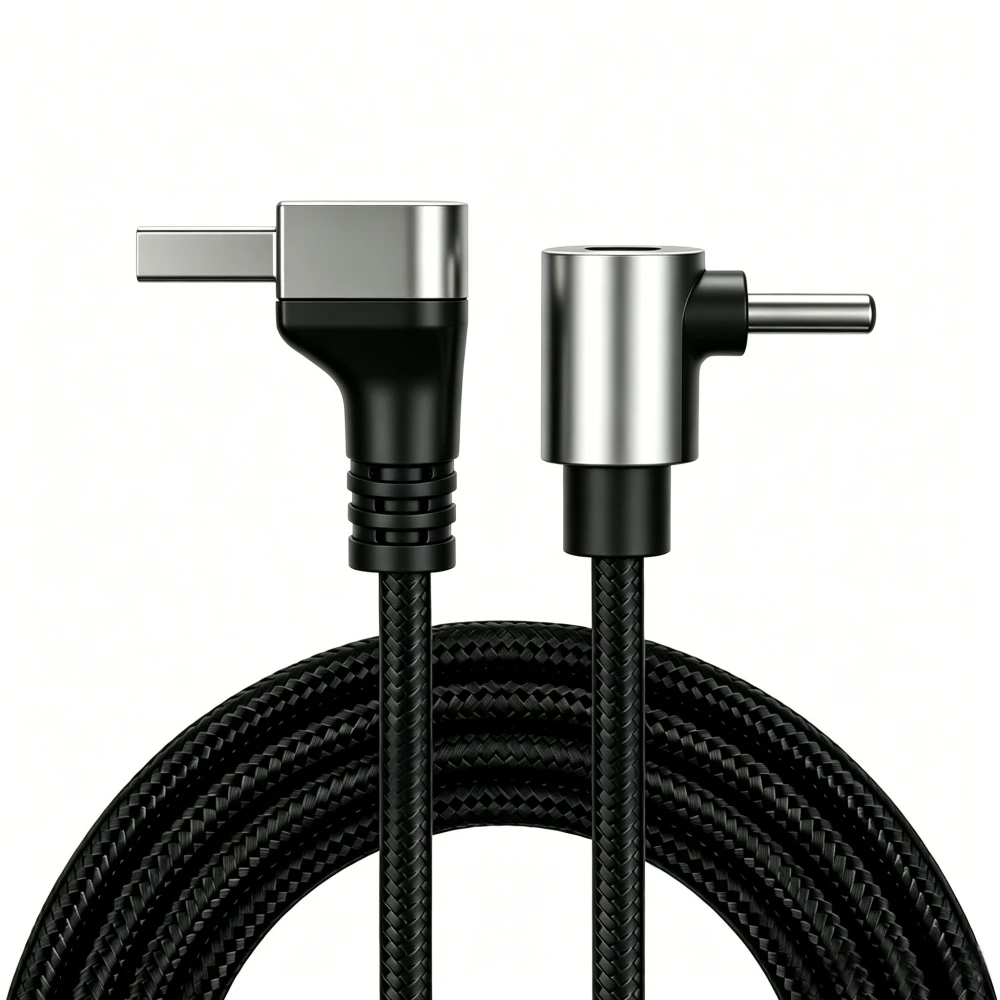 100W 90 Degrees Braid 0.25m/0.5m/1m/2m 4A Quick Charger Elbow USB A to Type C  Cord PD Cable For iPhone Samsung Xiaomi Macbook