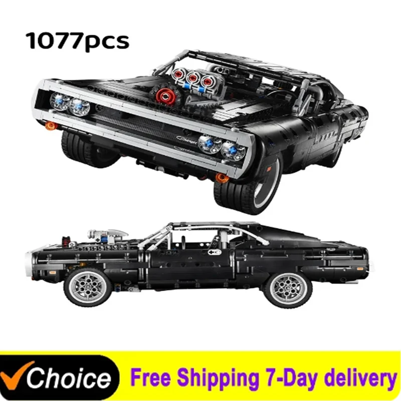 1077PCS Technical Dodge Charger Racing Car Building Blocks modello Moc 42111 assemblare mattoni giocattolo veloce e Furious per Kid Boy Gift