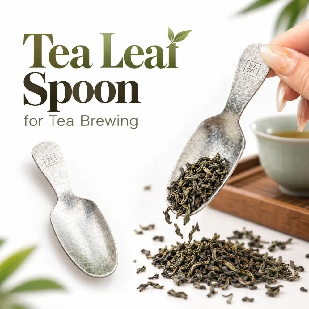 New Silve Titanium Tea Spoon Lightweight Drop-resistant Tea Leaf Spoon Hammered Texture Mini Tea Scoop for Tea Brewing
