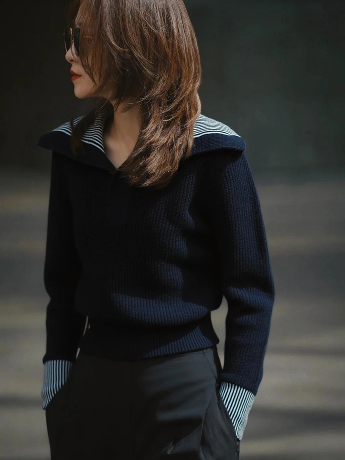 

Уютный женский свитер премиум-класса с длинными рукавами, свободного кроя, в стиле колор-блок, для повседневной носки, зимняя одежда