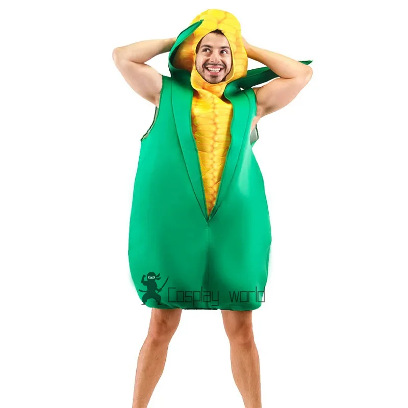 

Забавные костюмы кукурузы с 3D принтом для взрослых, Хэллоуин, День Благодарения, еда, Рождество, цельный костюм унисекс, карнавальный комбинезон, вечерние