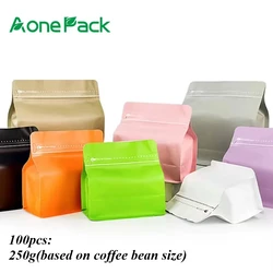 100pcs Light Proof 250g Pink Purple Gray Coffee Whey Protein Powder Packaging Bag with Valve Aluminum Foil Food Storage Pouches