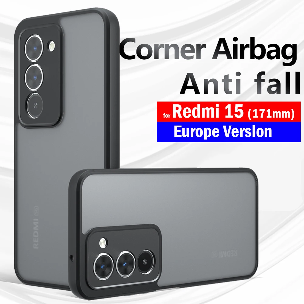 Schutzhülle für Redmi 15, Europa-Version (171 mm), ultradünn, matt, durchscheinend und transparent, vollständiger Schutz, Funda Capa