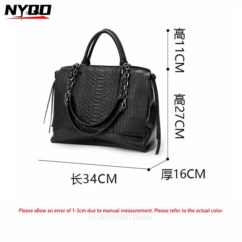 Bolso de mano grande negro de lujo para mujer, bolsos de piel de cocodrilo simples de lujo, bolso de hombro con cadena para mujer, monederos y bolsos