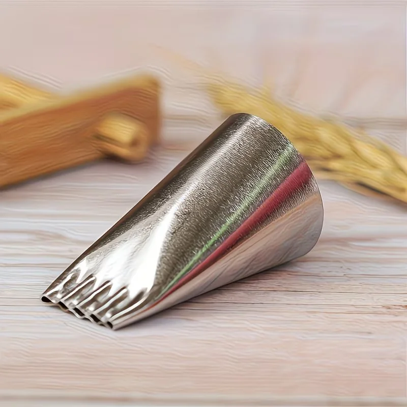 1pcs #134 Cake Decorating Piping Tip, Stainless Steel 5-Line Pastry Nozzle for Spaghetti, Baby Food, Mont Blanc Baking Tool